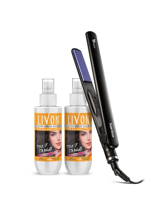 Livon - Super Sleek Combo - 2 Super Styler Serum & Syska Hair Straightener