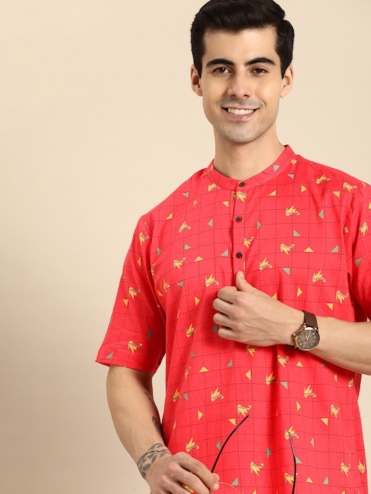 Anouk - Men Multicoloured Geometric Printed Kurta