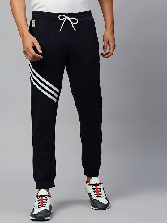 Hubberholme - Men Navy-Blue Solid Straight-Fit Joggers