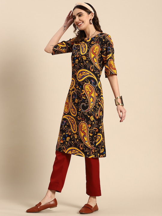 Sangria - Ethnic Motifs Print Straight Kurta