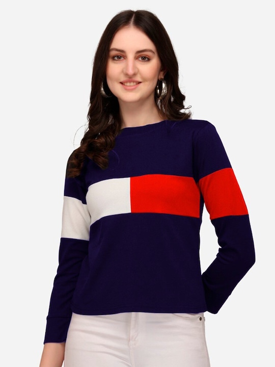 Dream Beauty Fashion - Red Colourblocked Top