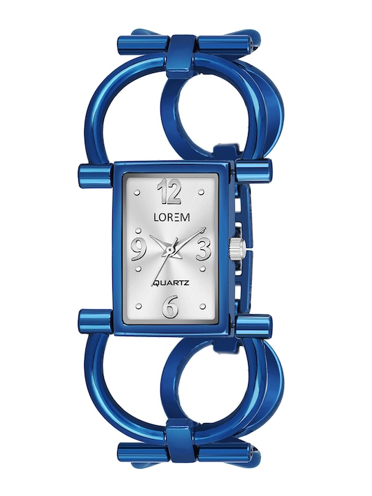 LOREM - Women Silver Toned Brass Patterned Dial & Blue Straps Analogue Watch