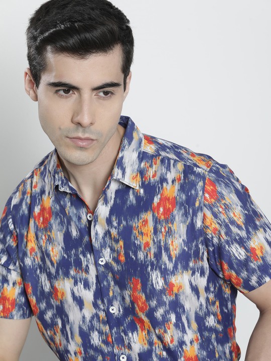 The Indian Garage Co - Men Blue Abstract Printed Casual Shirt
