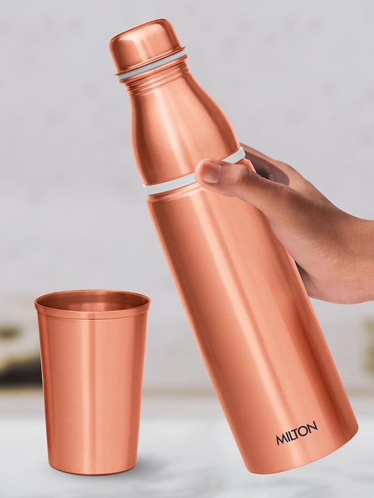 Milton - Set Of 2 Leak-Proof Copper Combo Leak Proof 1000 Water Bottle With Tumbler 890ml
