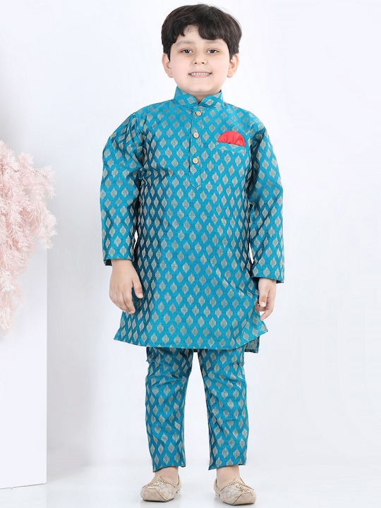 Aj DEZInES - Boys Ethnic Motifs Pure Cotton Kurta with Pyjamas