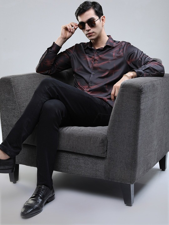 KETCH - Men Printed Knitted Party Wear Casual Shirt