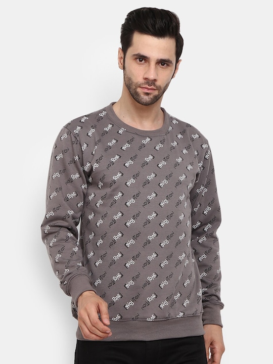 V-Mart - Men Grey Printed Sweatshirt