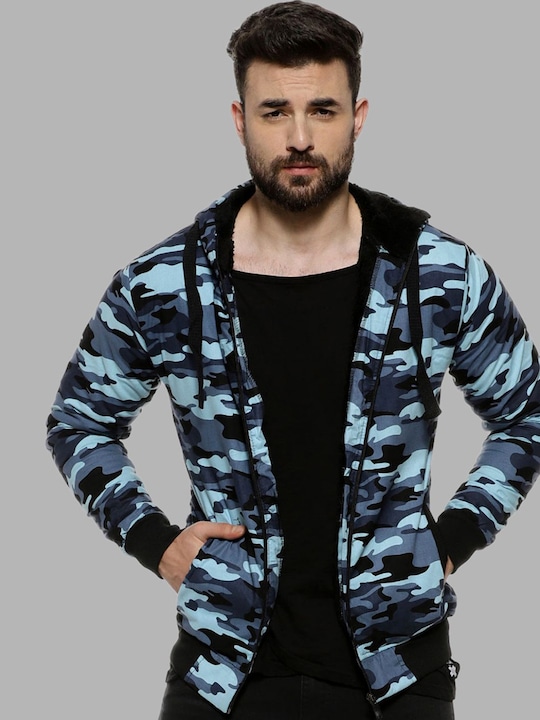 Campus Sutra - Men Blue Windcheater Outdoor Sporty Jacket