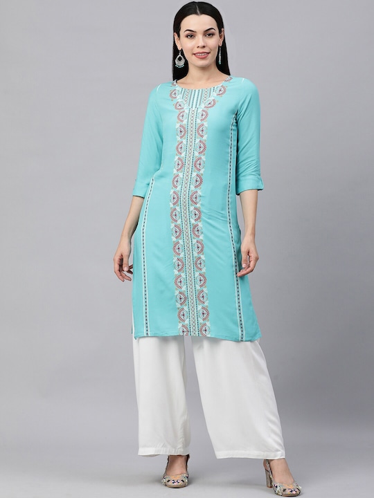 HERE&NOW - Printed Straight Regular Kurta