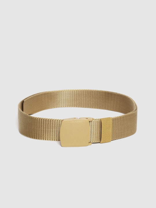 HIGHLANDER - Men Gold-Toned Woven Design & Striped Belt
