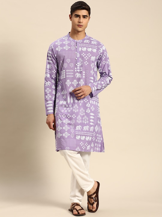 Anouk - Men Ethnic Motifs Printed Regular Pure Cotton Kurta with Pyjamas