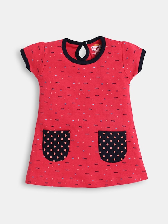 Hopscotch - Red & Black A-Line Cotton Dress