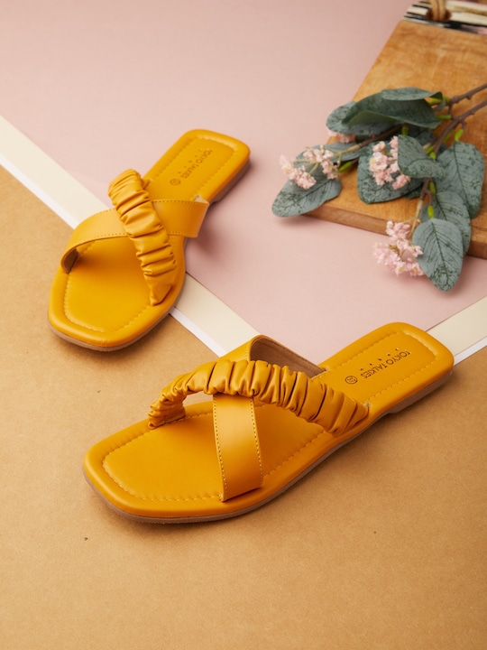 Tokyo Talkies - Women Yellow Open Toe Flats