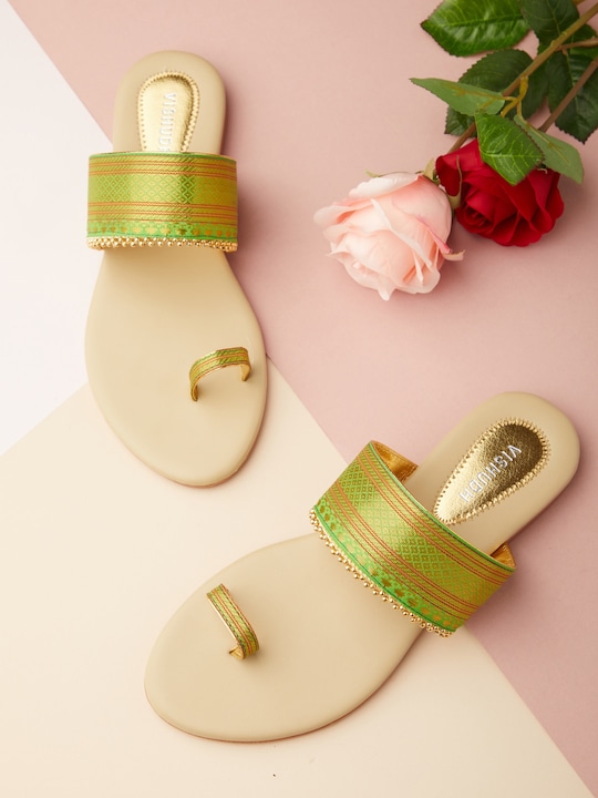 Vishudh - Women Green Ethnic One Toe Flats