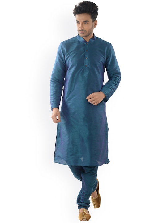 DEYANN - Men Blue Solid Kurta with Churidar