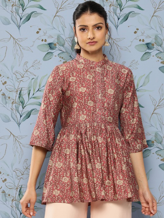 Libas - Floral Printed Pleated Kurti