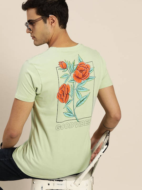 Moda Rapido - Back Floral Printed Pure Cotton T-shirt