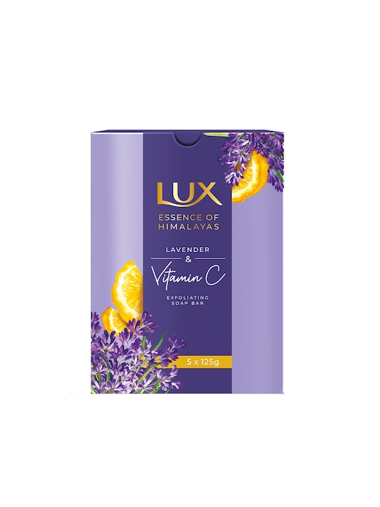 LUX - Essence of Himalayas Set of 5 Lavender & Vitamin C Exfoliating Soap Bar - 125g each