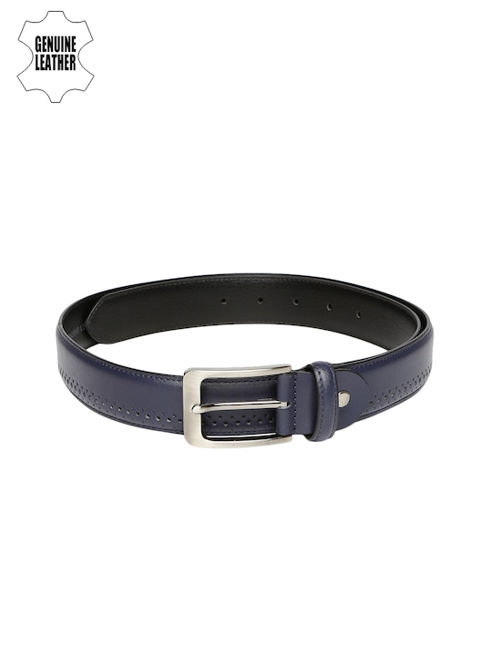INVICTUS - Men Navy Blue Textured Genuine Leather Belt