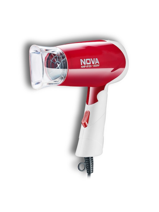 NOVA - NHP 8103  Silky Shine 1300W Hot & Cold Foldable Hair Dryer - Red & White
