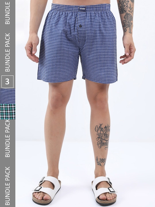 HIGHLANDER - Men Pack Of 3 Checked Boxers