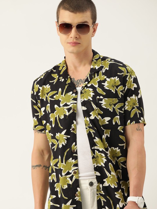 Kook N Keech - Men Comfort Boxy Floral Printed Pure Cotton Casual Shirt