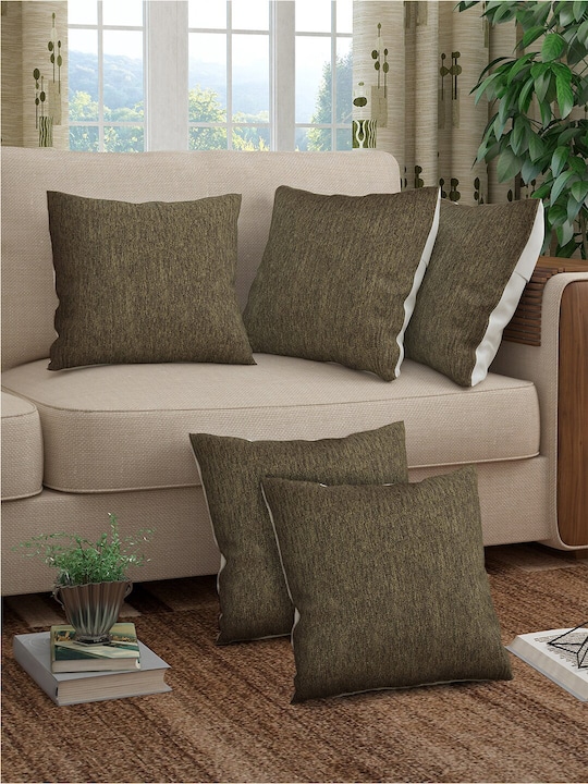 Story@home - Alegra Brown 5 Pieces Square Cushion Covers