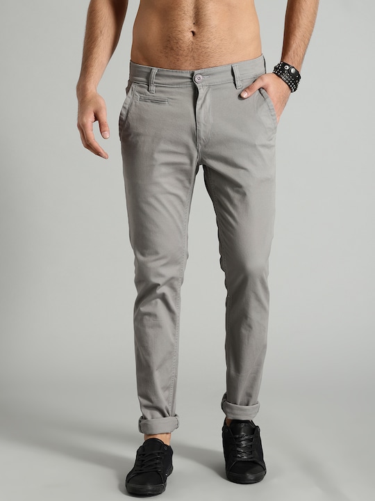 Roadster - Time Travlr Men Grey Slim Fit Sustainable Chinos