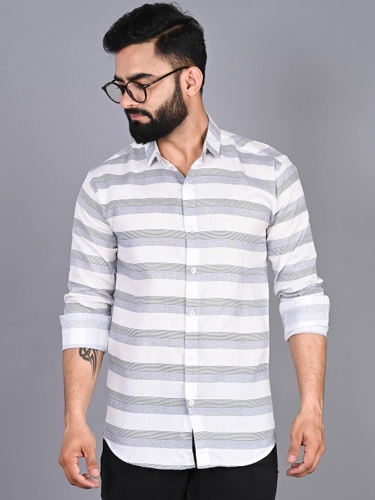 FUBAR - Horizontal Striped Slim Fit Casual Shirt
