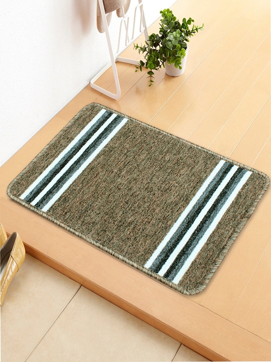 Bedspun - Brown & White Striped Anti-Skid Doormat