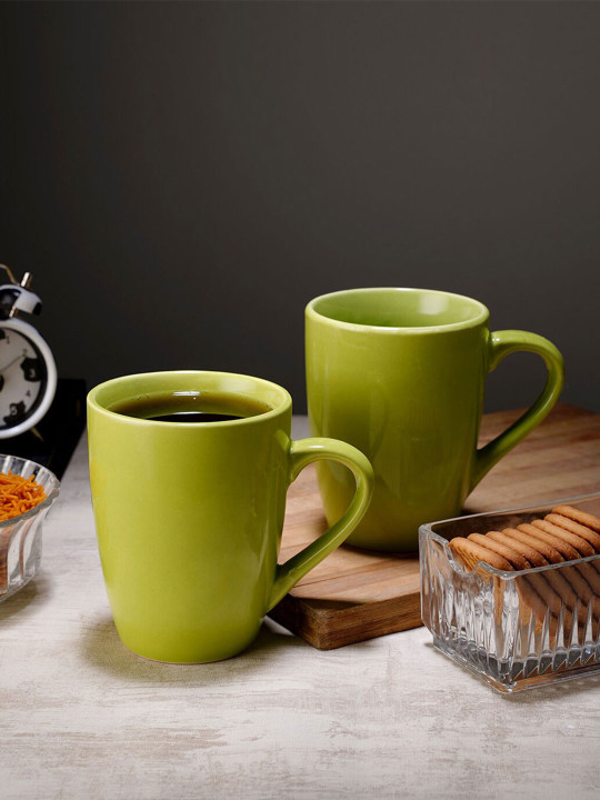 CDI - Green 2 Pcs Ceramic Glossy Mugs -300ml