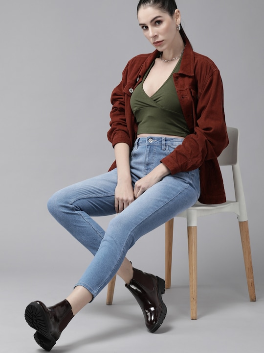 Roadster - Women Blue Skinny Fit Mid-Rise Clean Look Stretchable Jeans