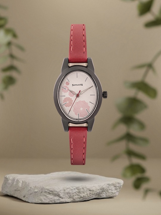 Sonata - Women Printed Leather Analogue Watch NN87032PL01W