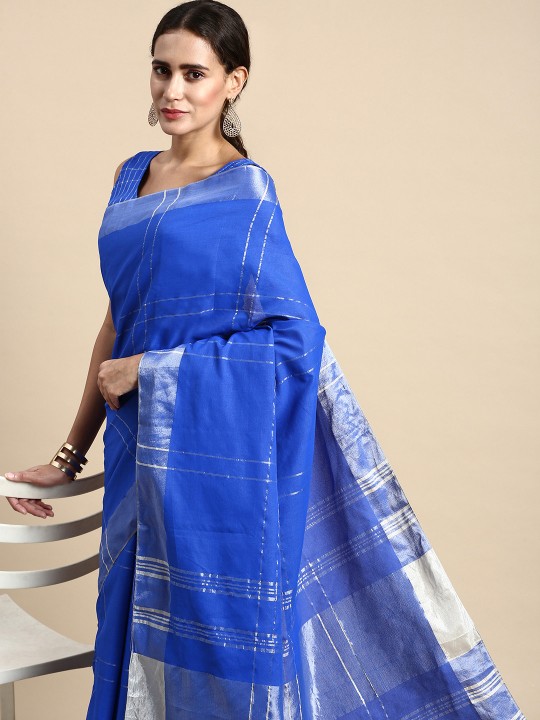 VAIRAGEE - Checked Zari Saree
