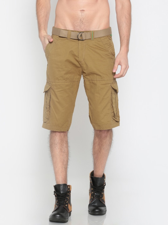 Sports52 wear - Men Khaki Solid Cargo Shorts