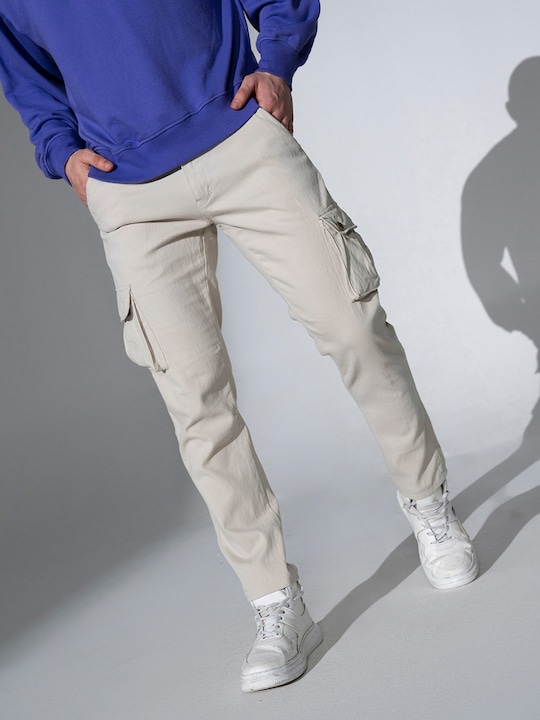 Hubberholme - Men Beige Slim Fit Cargos