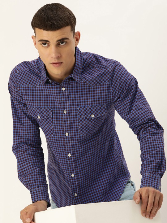 Kook N Keech - Men Relaxed Opaque Checked Pure Cotton Casual Shirt