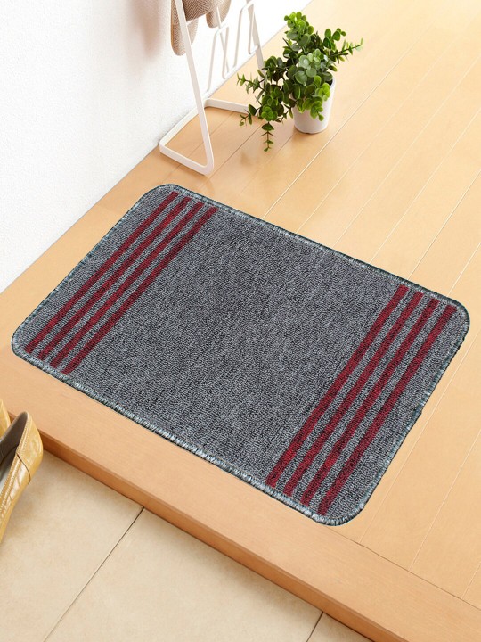 Bedspun - Grey & Red Striped Anti-Skid Doormat