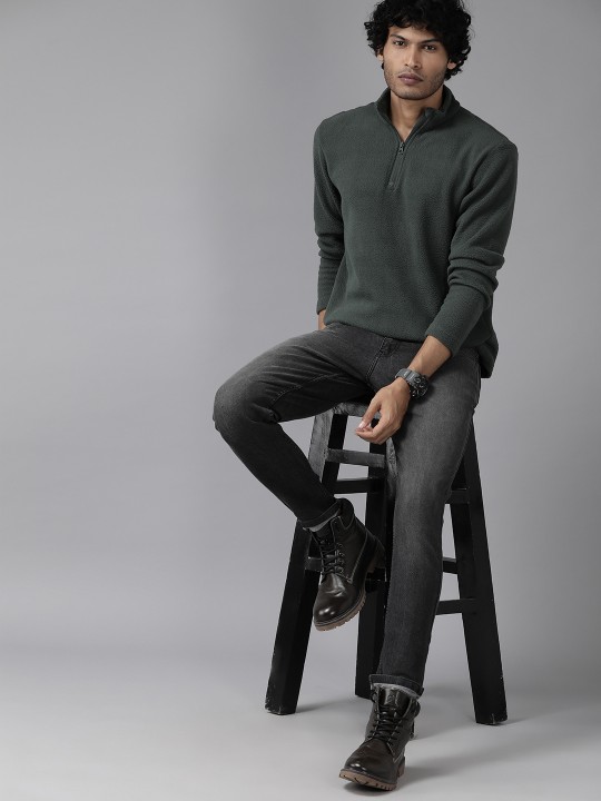 Roadster - The Lifestyle Co. Men Mock Collar Sweatshirt