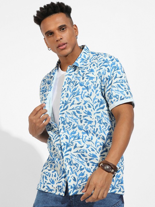 Campus Sutra - Classic Floral Printed Cotton Casual Shirt
