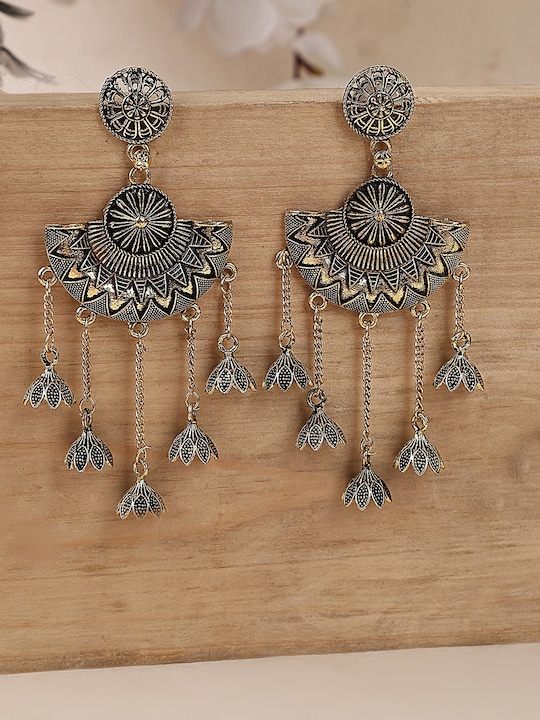 ANIKAS CREATION - Gold-Plated Contemporary Drop Earrings