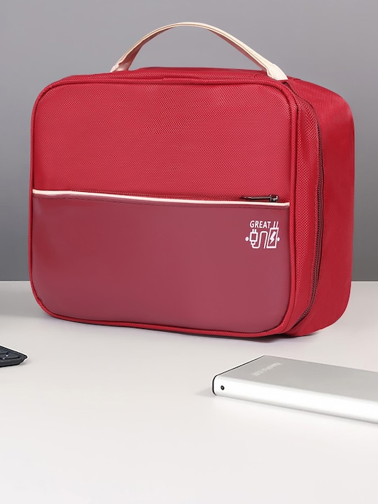 HOUSE OF QUIRK - Maroon Single Layer Cable Organizer Bag