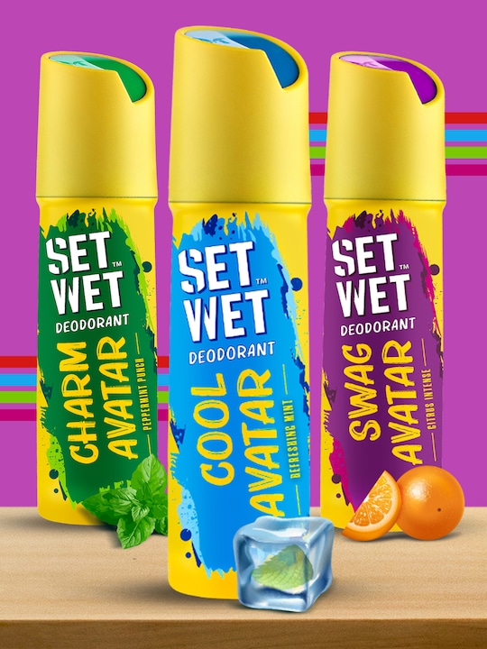 Set Wet - Men Set of Cool - Charm & Swag Avatar Deodorant Body Spray Perfume - 150 ml Each