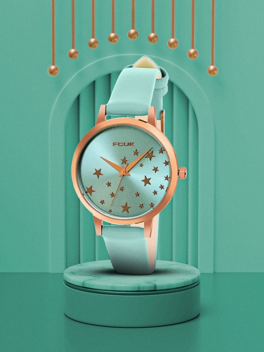 FCUK - Women Printed Dial & Leather Straps Analogue Watch FK00024B