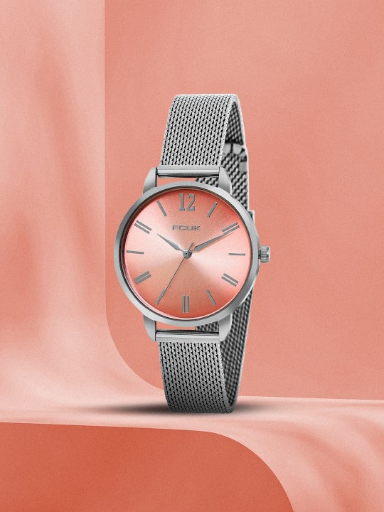 FCUK - Women Textured Dial & Stainless Steel Straps Analogue Watch FK00026D