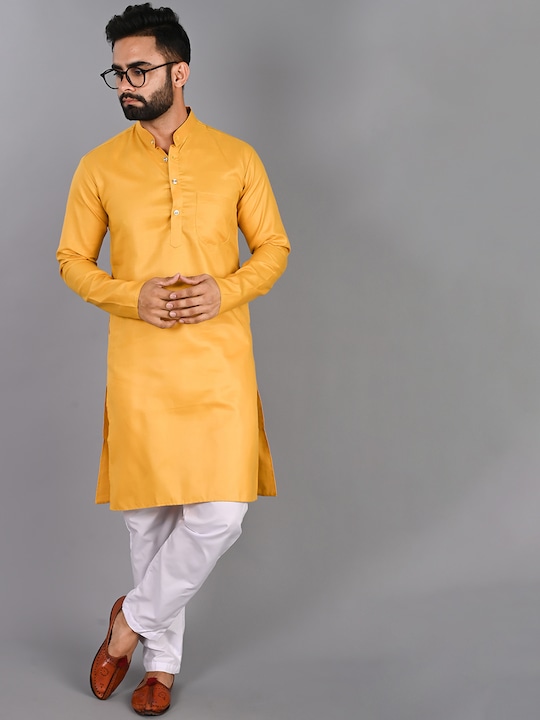 FUBAR - Band Collar Long Sleeve Straight Kurta with Pyjamas