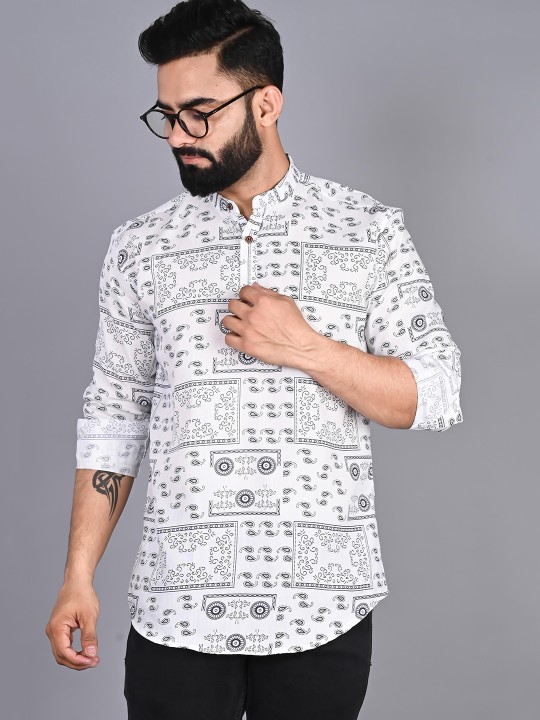 FUBAR - Ethnic Motifs Printed Mandarin Collar Kurta