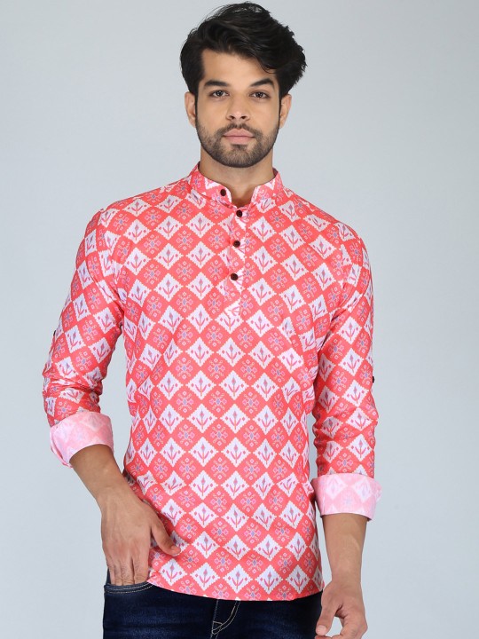 FUBAR - Mandarin Collar Printed Straight Kurta