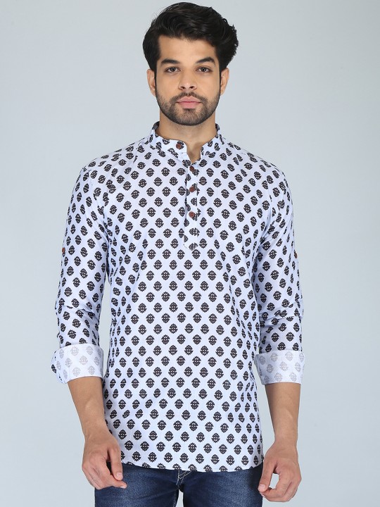 FUBAR - Ethnic Motifs Printed Mandarin Collar Kurta