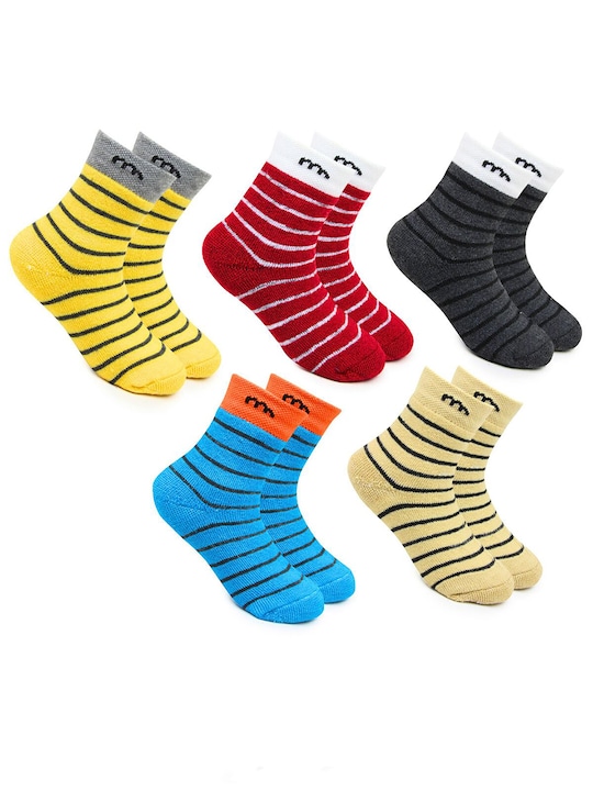 BAESD - Kids Pack Of 5 Patterned Anti-Skid Ankle-Length Socks
